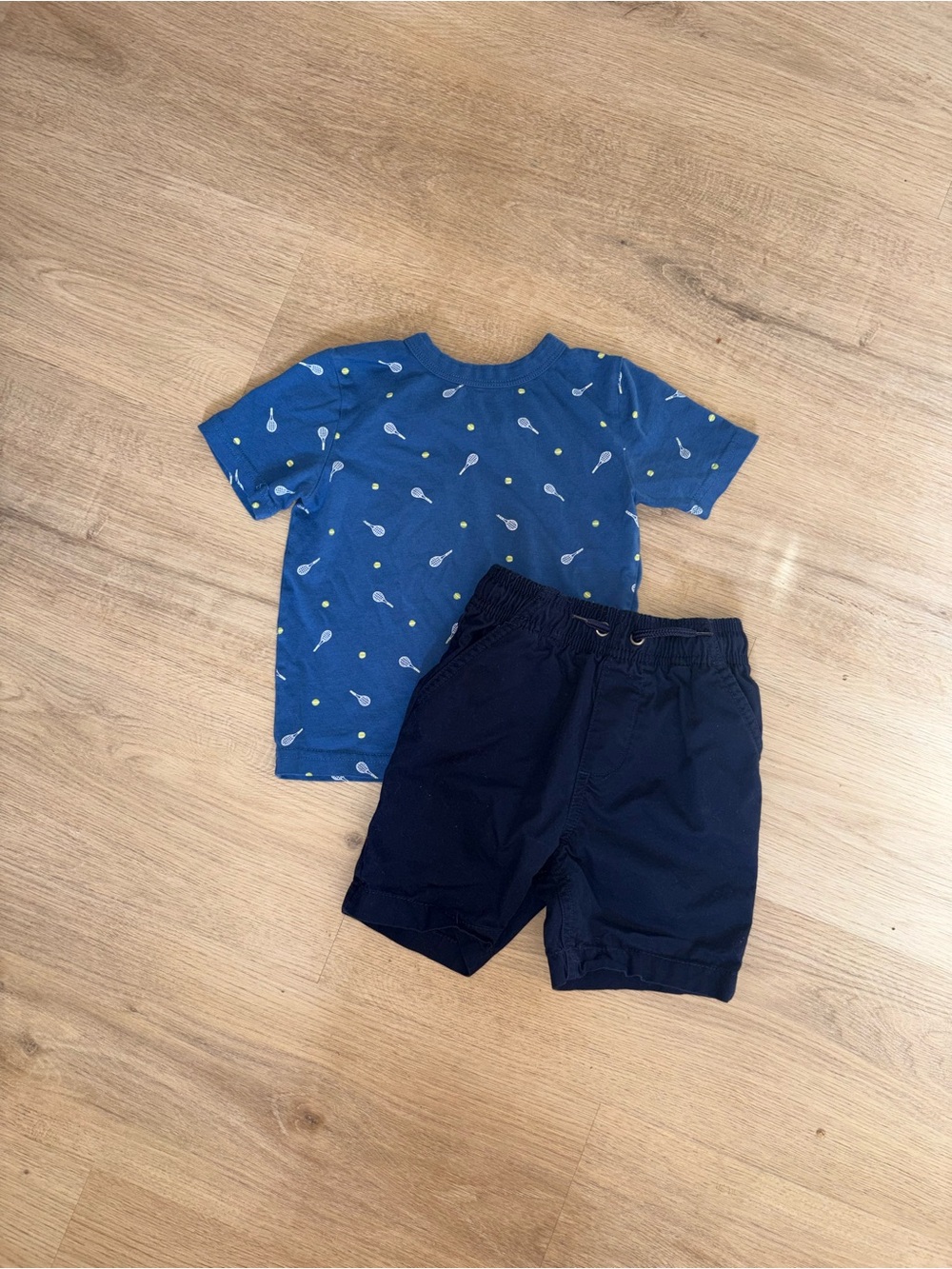 Joe Fresh Blue Tennis Print Tee and Navy Shorts Set